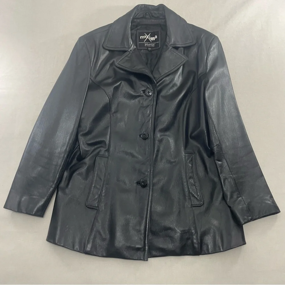 Wilsons Leather Maxima Women’s Black Leather Jacket Blazer Coat Size Large - Picture 1 of 11